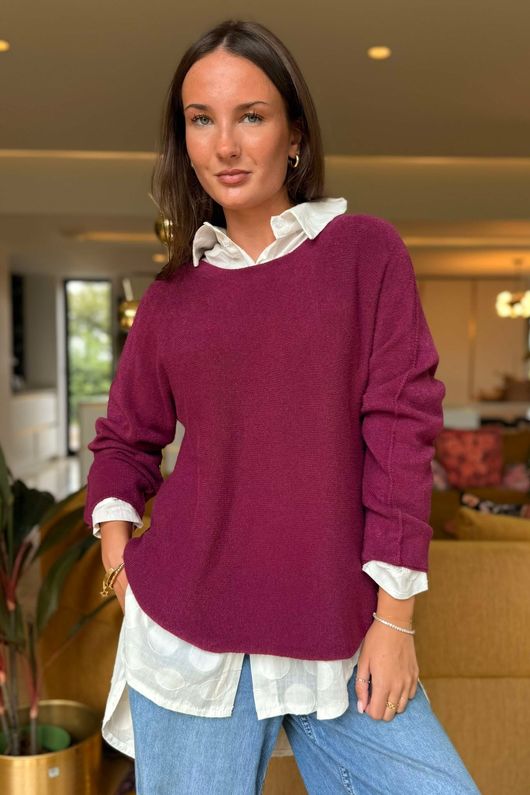 Made in Italy Conrad Body Skim Knit Jumper Beetroot